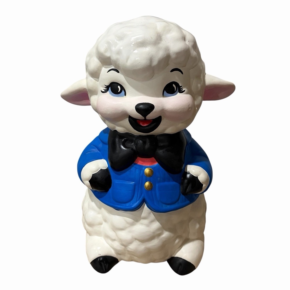 Vintage Handmade‎ Alberta Ceramic Mold Form Anthropomorphic Easter Lamb MCM 12"